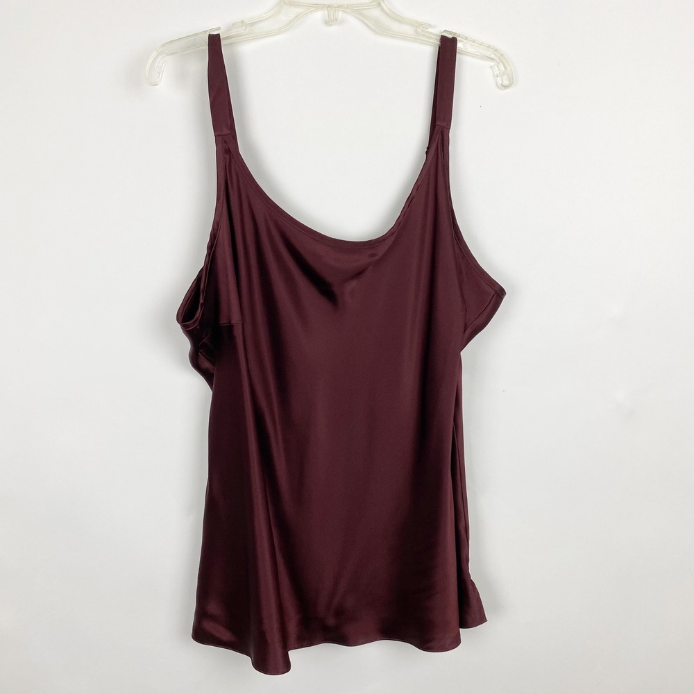 Talbots Woman 100% Silk Adjustable Strap Camisole Top Womens 2X Burgundy